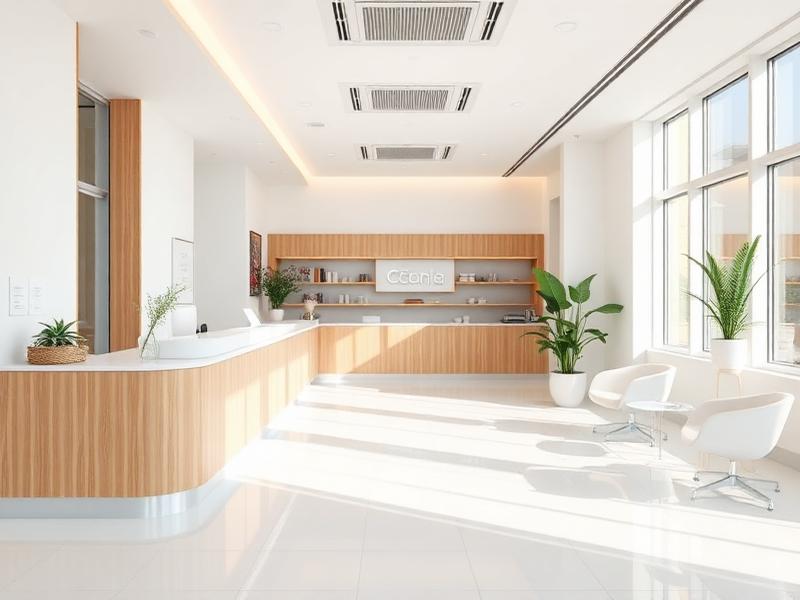 Bright, minimal medical and dental clinic reception area